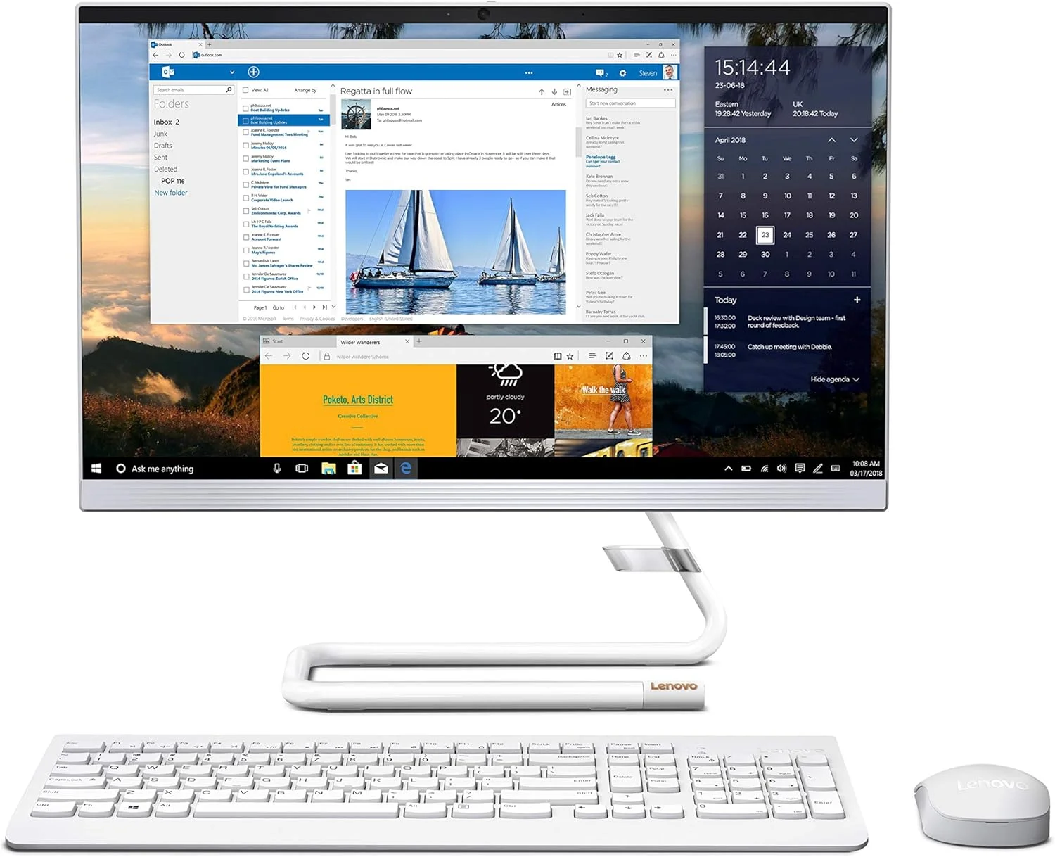کامپیوتر همه کاره لنوو IdeaCentre A340 با صفحه نمایش 21.5 اینچی FHD IPS (پردازنده نسل دهم Intel Core i3/8GB رم/1TB HDD/ویندوز 10/آفیس 2019/دارای DVD±RW باریک/دوربین HD 720p/کیبورد و ماوس بی‌سیم)، سفید مات F0EB00CRIN