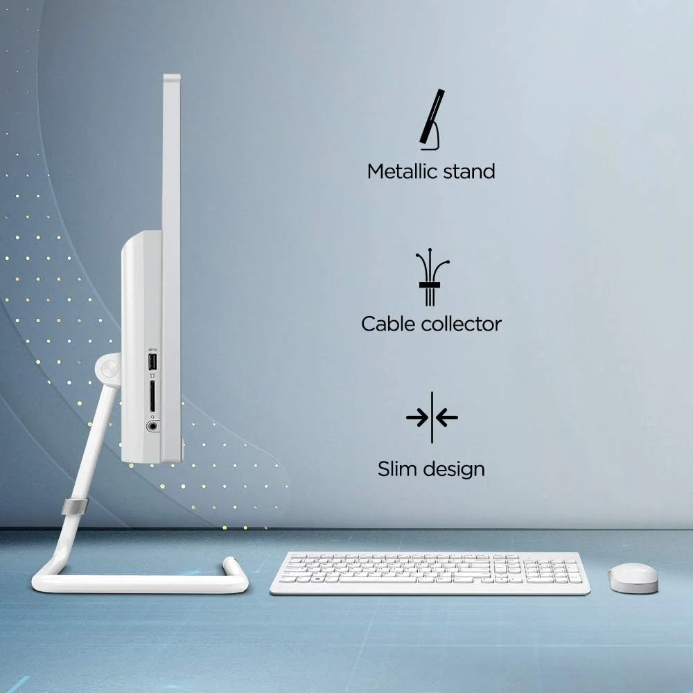 کامپیوتر همه کاره لنوو IdeaCentre A340 با صفحه نمایش 21.5 اینچی FHD IPS (پردازنده نسل دهم Intel Core i3/8GB رم/1TB HDD/ویندوز 10/آفیس 2019/دارای DVD±RW باریک/دوربین HD 720p/کیبورد و ماوس بی‌سیم)، سفید مات F0EB00CRIN