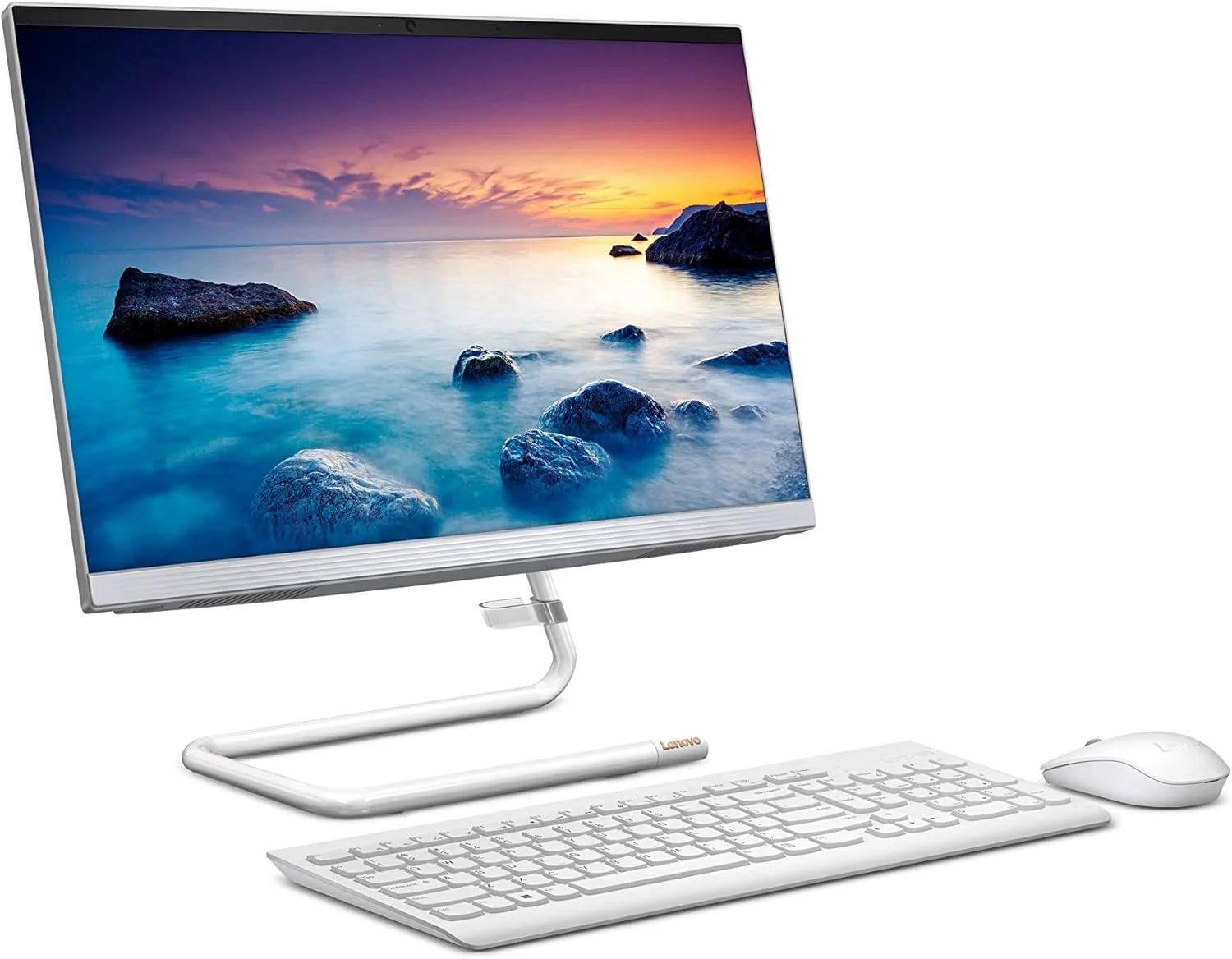 کامپیوتر همه کاره لنوو IdeaCentre A340 با صفحه نمایش 21.5 اینچی FHD IPS (پردازنده نسل دهم Intel Core i3/8GB رم/1TB HDD/ویندوز 10/آفیس 2019/دارای DVD±RW باریک/دوربین HD 720p/کیبورد و ماوس بی‌سیم)، سفید مات F0EB00CRIN