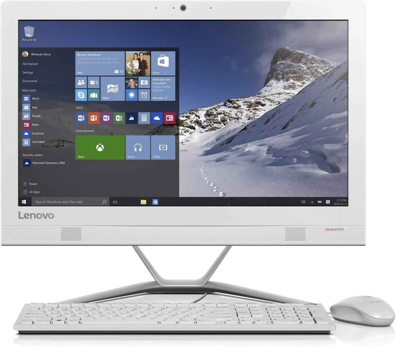 کامپیوتر همه کاره لنوو IdeaCentre AIO 300 - پردازنده Intel Core i3-6006U، صفحه نمایش 23 اینچ، 1 ترابایت حافظه داخلی، 4 گیگابایت رم، ویندوز 10، سفید