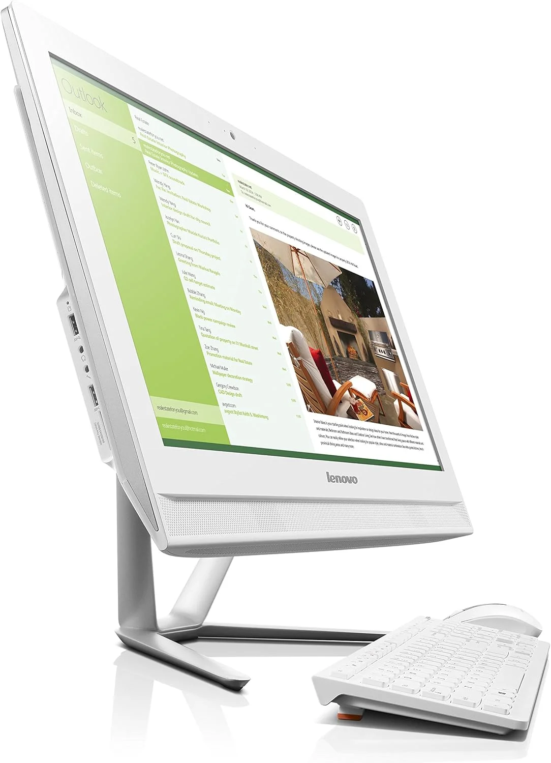 کامپیوتر همه کاره 21.5 اینچی لنوو C40 HD (AMD A6-6310 1.8 گیگاهرتز، 6 گیگابایت رم، 1 ترابایت HDD، DVD-RW، WLAN، بلوتوث، دوربین، گرافیک یکپارچه) - سفید با ارتقاء رایگان ویندوز 10