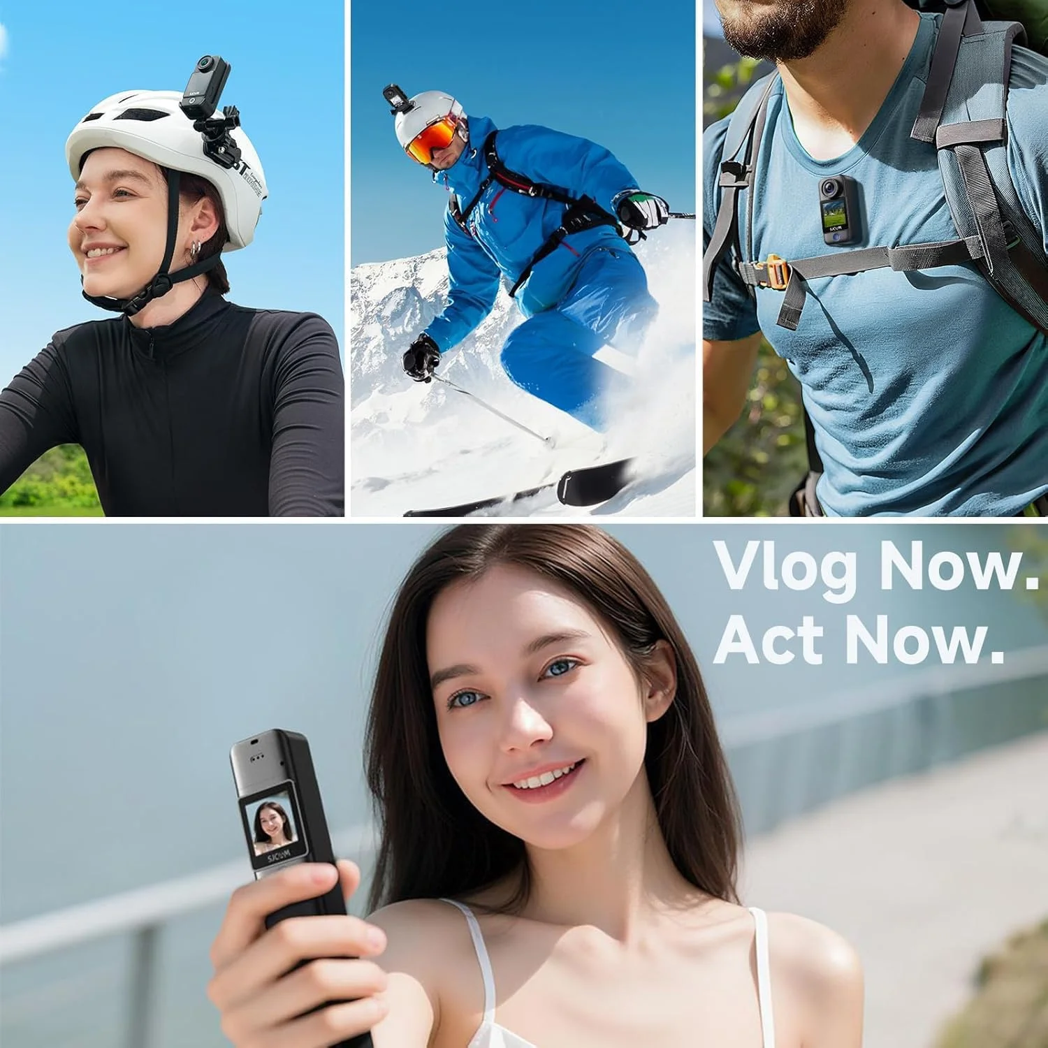 دوربین اکشن SJCAM C300 4K، عمر باتری 7 ساعته، تثبیت کننده 6 محوره، دوربین ورزشی با صفحه نمایش لمسی دوگانه، ضد آب تا 30 متر، دوربین ولاگینگ با کیت لوازم جانبی، مشکی، هدیه با کارت 64 گیگابایتی