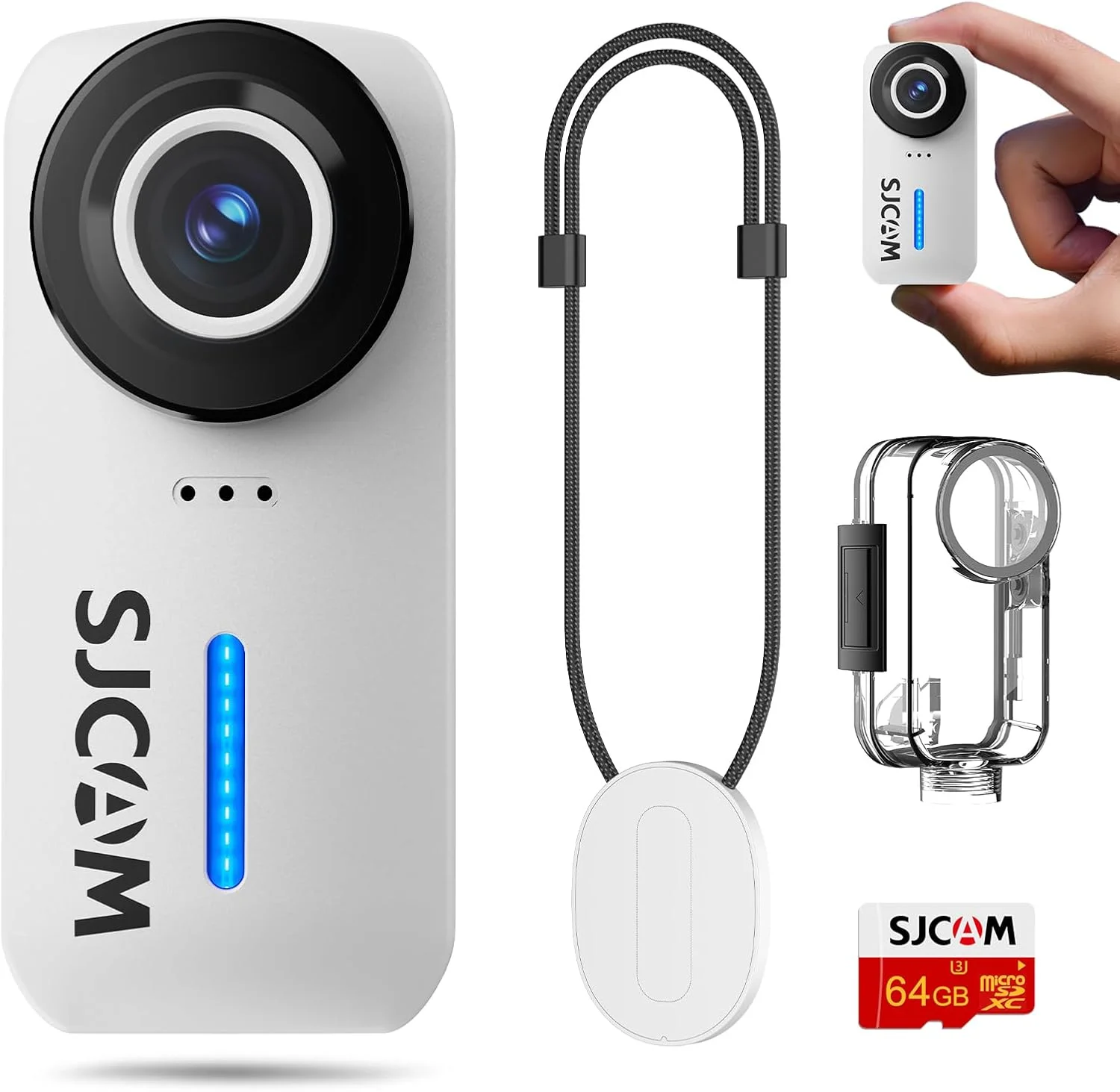 دوربین اکشن مینی مغناطیسی SJCAM C110 4K 200 دقیقه | دوربین بدنه کارت 64 گیگابایتی سفید