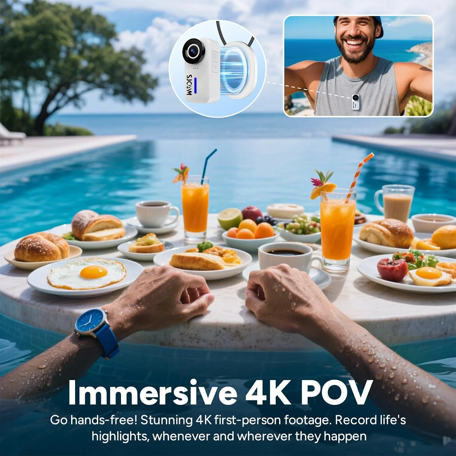 دوربین اکشن مینی مغناطیسی SJCAM C110 4K 200 دقیقه | دوربین بدنه کارت 64 گیگابایتی سفید