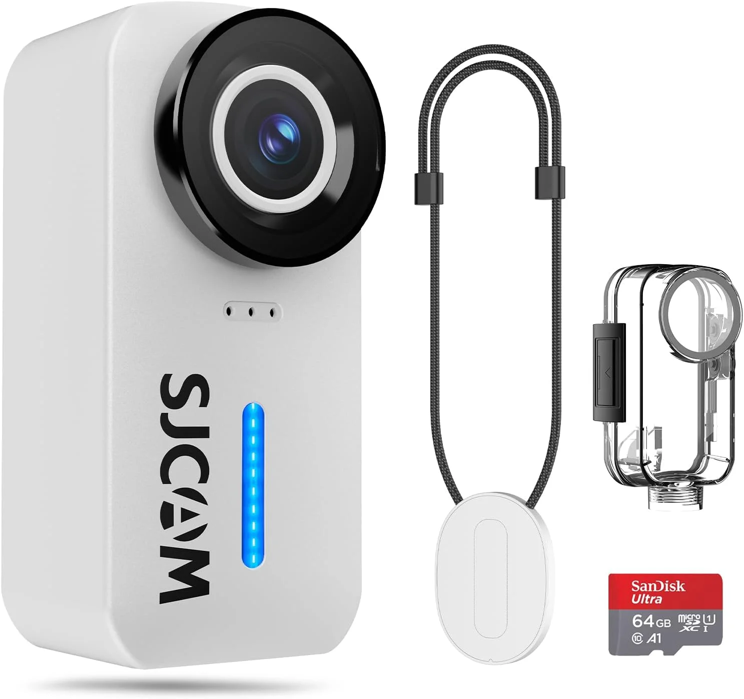 دوربین اکشن مینی مغناطیسی SJCAM C110 4K 200 دقیقه | دوربین بدنه کارت 64 گیگابایتی سفید