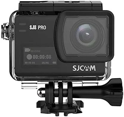 دوربین اکشن SJCAM SJ8 Pro – کیفیت 4K/60FPS Ultra HD، سنسور 12 مگاپیکسلی سونی، صفحه لمسی 2.33 اینچی، تثبیت کننده ژیروسکوپ 6 محوره، صفحه نمایش دوگانه، WiFi، دارای قاب ضد آب – مشکی (بازسازی شده)