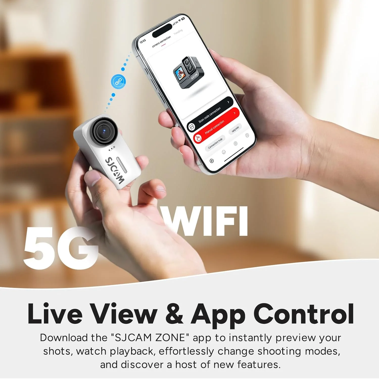 دوربین اکشن مینی مغناطیسی SJCAM C110 4K 200 دقیقه | دوربین بدنه کارت 64 گیگابایتی سفید