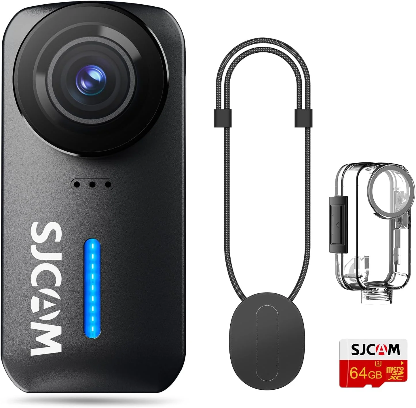 دوربین اکشن جیبی SJCAM C110+ Magnetic Combo، دوربین POV 4K، زاویه دید 170 درجه، تثبیت کننده 6 محوره، دوربین کوچک بدنه، ضد آب، پوشیدنی، POV قابل حمل، دارای بلندگو و میکروفون داخلی برای ولاگینگ، با کیت نصب کلاه ایمنی، مشکی