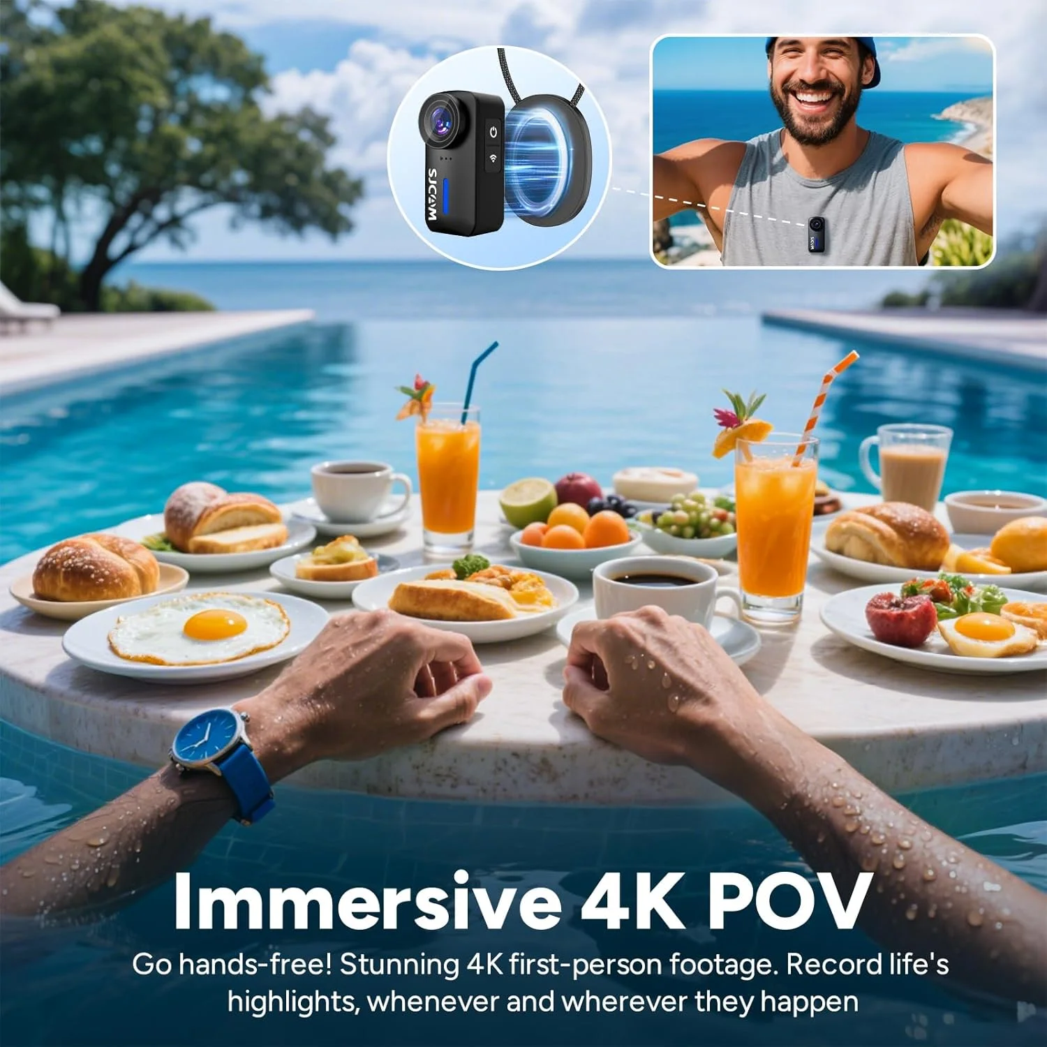 دوربین اکشن جیبی SJCAM C110+ Magnetic Combo، دوربین POV 4K، زاویه دید 170 درجه، تثبیت کننده 6 محوره، دوربین کوچک بدنه، ضد آب، پوشیدنی، POV قابل حمل، دارای بلندگو و میکروفون داخلی برای ولاگینگ، با کیت نصب کلاه ایمنی، مشکی