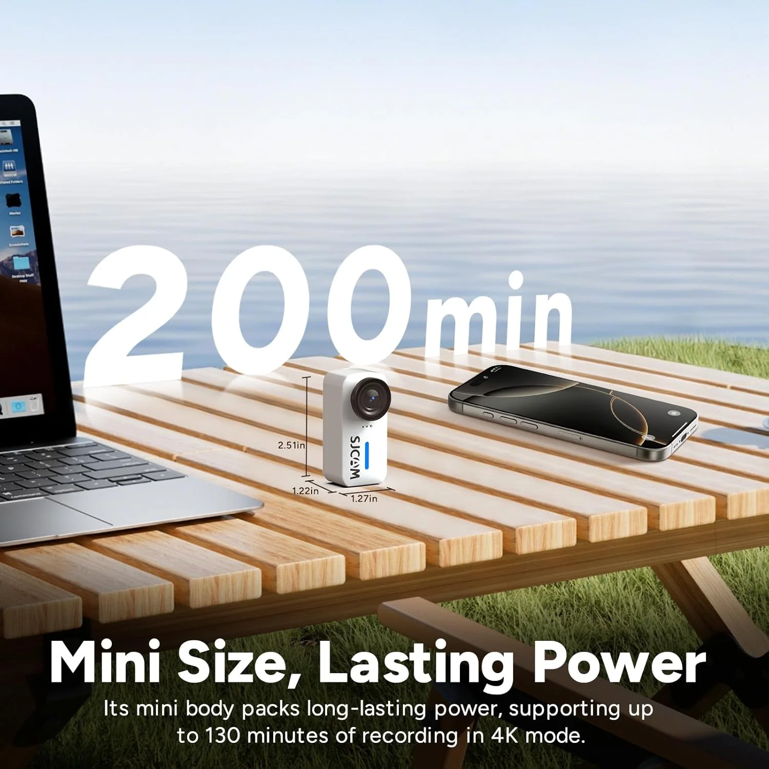 دوربین اکشن SJCAM 4K Thumb، سایز کوچک، قابل نصب در هر مکان، دوربین مینی بدنه مغناطیسی پوشیدنی، دوربین ولاگینگ قابل حمل، ضبط POV بدون دست، دوربین کلاه ایمنی برای دوچرخه سواری، موتور سیکلت (همراه با کارت 64 گیگابایتی، سفید)