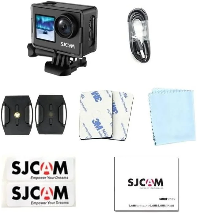 دوربین اکشن SJCAM SJ4000 با دو صفحه نمایش 4K 30FPS/16MP WiFi | زاویه دید فوق عریض 170 درجه | LCD 2.0 اینچی LTPS + صفحه نمایش دوگانه 1.3 اینچی | ضد آب تا 30 متر با کیس ضد آب | مشکی