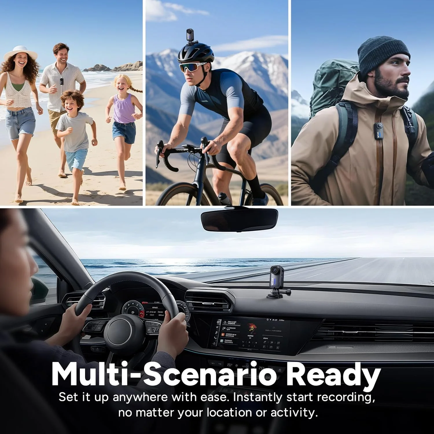 دوربین اکشن جیبی SJCAM C110+ Magnetic Combo، دوربین POV 4K، زاویه دید 170 درجه، تثبیت کننده 6 محوره، دوربین کوچک بدنه، ضد آب، پوشیدنی، POV قابل حمل، دارای بلندگو و میکروفون داخلی برای ولاگینگ، با کیت نصب کلاه ایمنی، مشکی