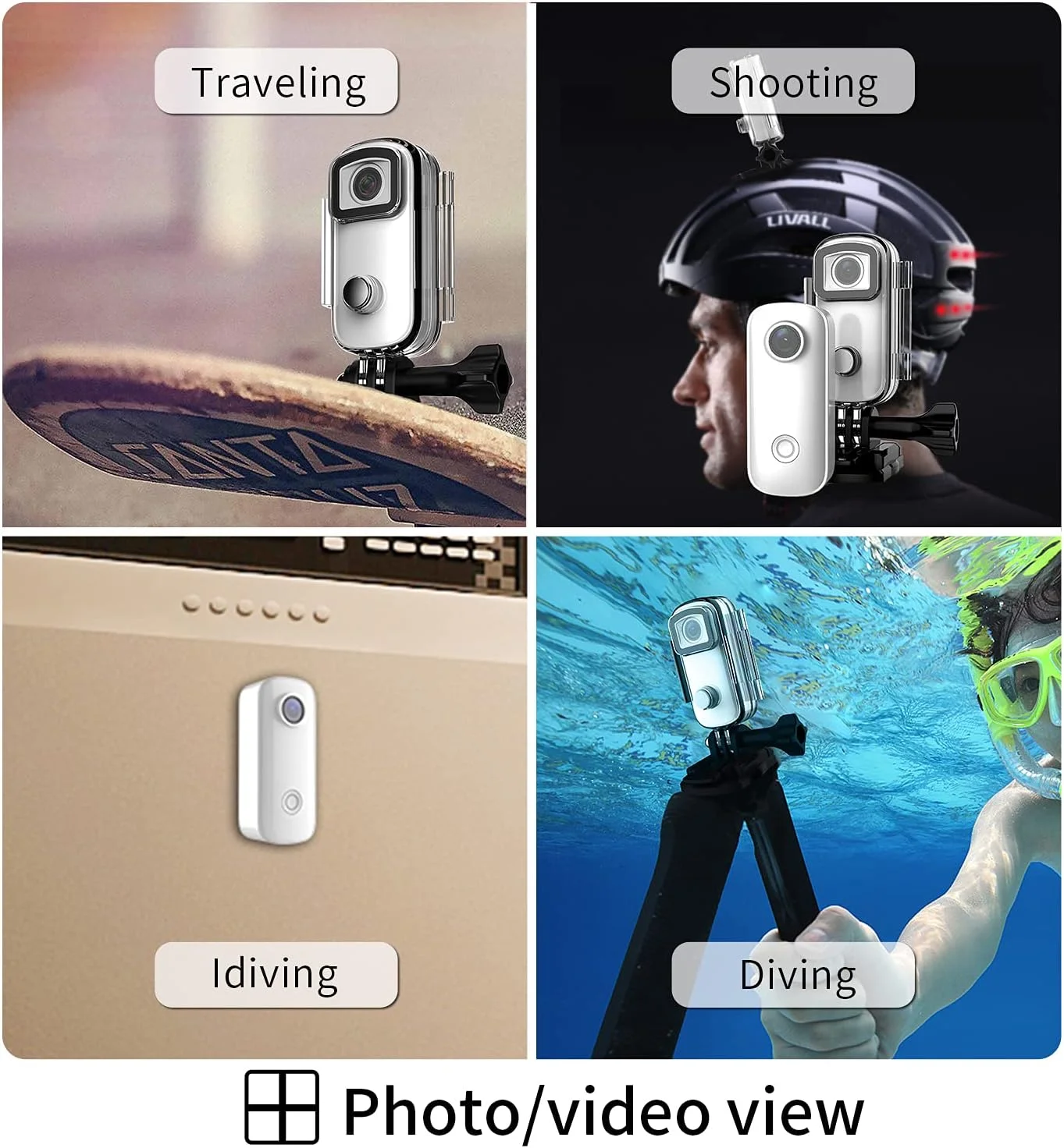 دوربین اکشن SJCAM C100 با کیفیت 1080P و سرعت 30 فریم بر ثانیه، ضد آب تا عمق 30 متر، بدنه مغناطیسی | وای فای 2.4 گیگاهرتز | پورت Micro-USB | حالت منظره | حالت پرتره | وب کم | سفید