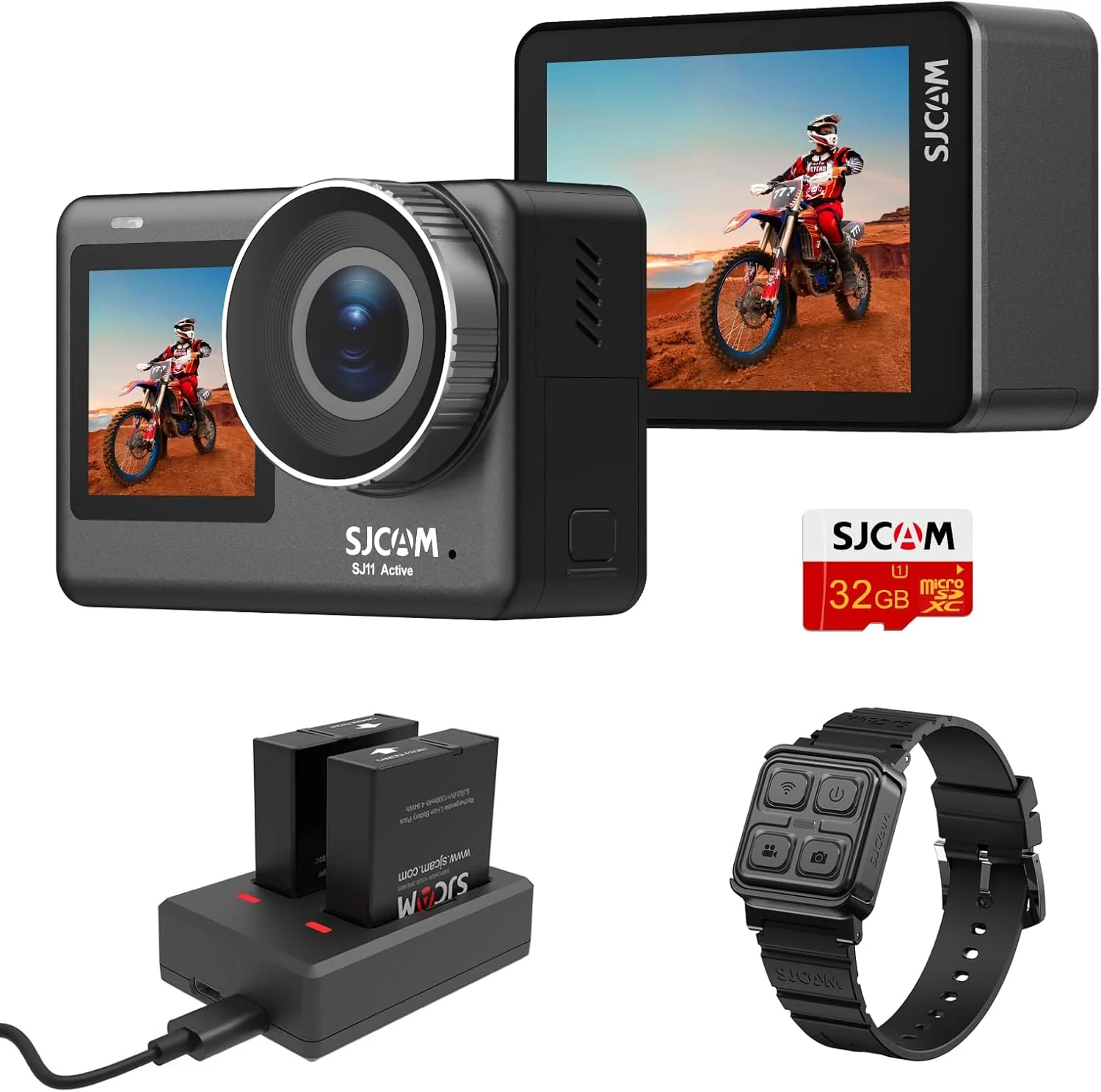 دوربین اکشن 4K SJCAM SJ11، ضد آب تا عمق 30 متر، دوربین کلاه کاسکت موتور سیکلت، تثبیت کننده OIS+EIS، میدان دید فوق العاده با Active HDR، وای فای 5G، دوربین ورزشی کنترل از راه دور با کیت های کلاه ایمنی
