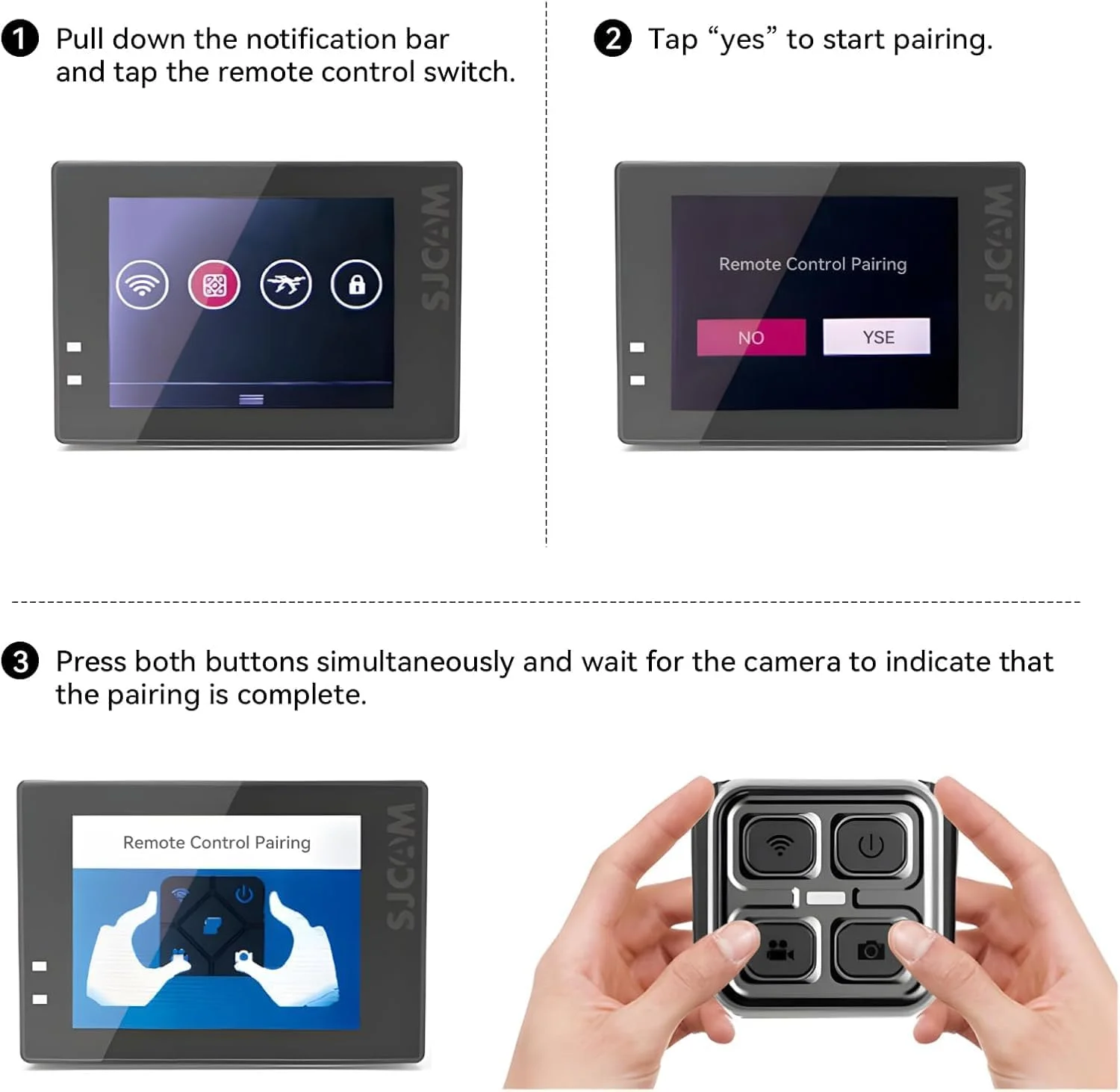 ریموت کنترل دوربین اکشن SJCAM به همراه مونوپاد سلفی، سازگار با SJ20 SJ11 SJ10Pro SJ8Pro C300 C200Pro C200 (ناسازگار با SJ6Pro C110+ C100+)