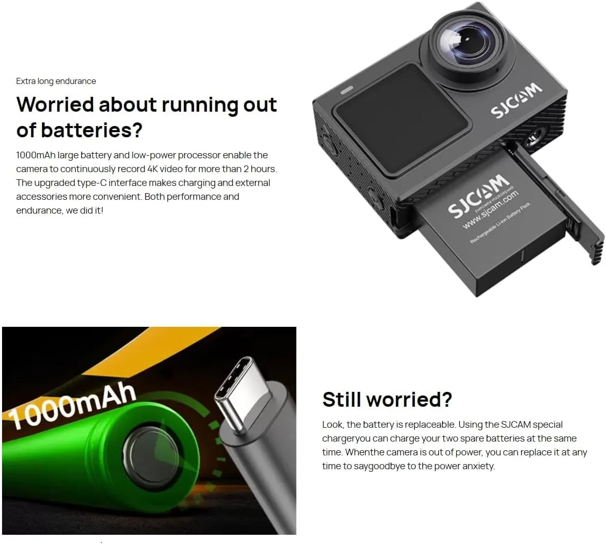 دوربین اکشن SJCAM SJ6 PRO با دو صفحه نمایش | 4K60fps/24MP | ژیروسکوپ 6 محوره | زاویه فوق عریض 165 درجه | صفحه نمایش عمودی 9:16 | زوم 8 برابر | تایم لپس، ویدیو آهسته، حالت خودرو، عکاسی با فاصله زمانی | مشکی