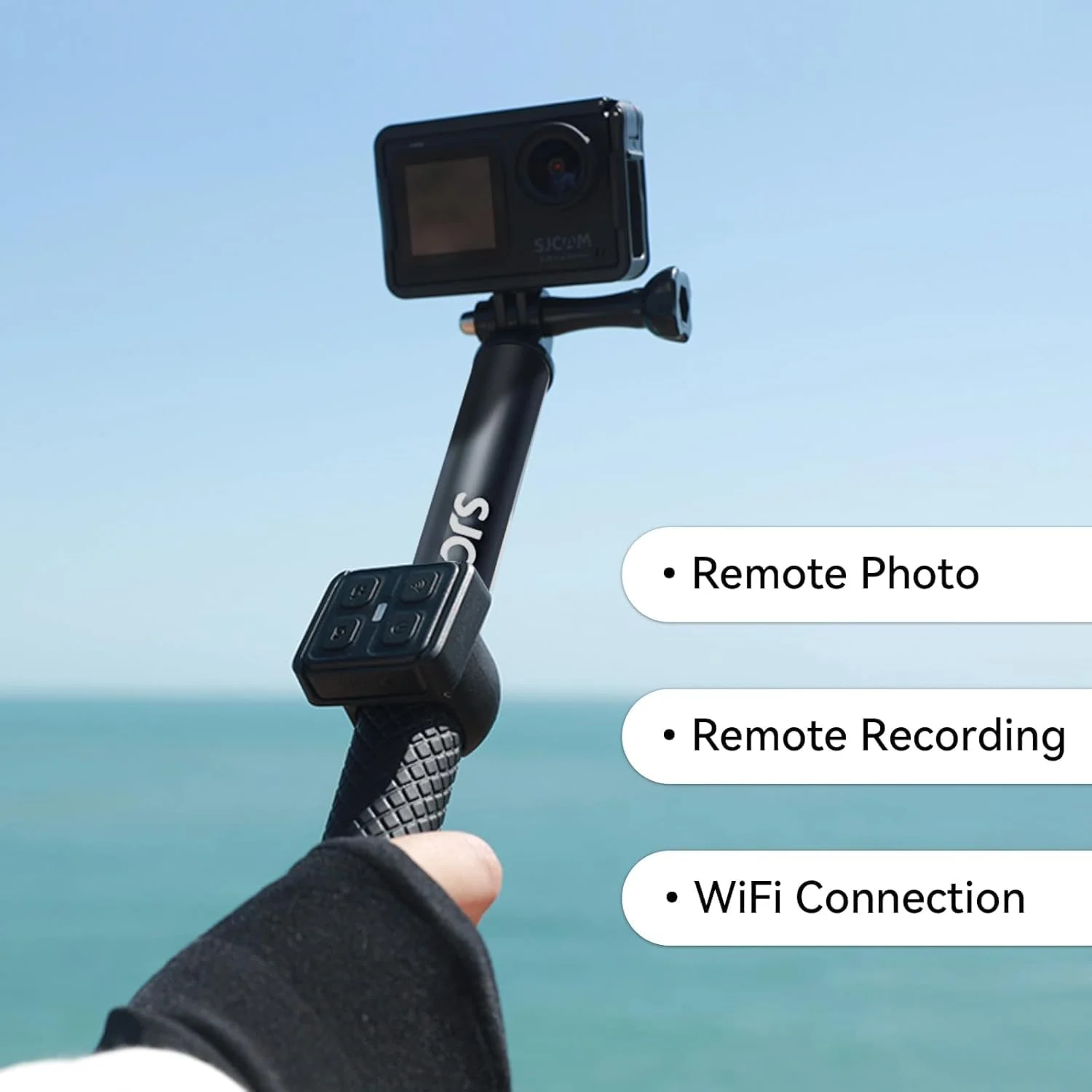 ریموت کنترل دوربین اکشن SJCAM به همراه مونوپاد سلفی، سازگار با SJ20 SJ11 SJ10Pro SJ8Pro C300 C200Pro C200 (ناسازگار با SJ6Pro C110+ C100+)