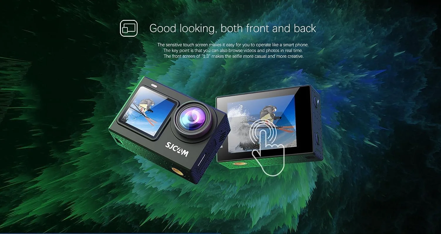 دوربین اکشن SJCAM SJ6 PRO با دو صفحه نمایش | 4K60fps/24MP | ژیروسکوپ 6 محوره | زاویه فوق عریض 165 درجه | صفحه نمایش عمودی 9:16 | زوم 8 برابر | تایم لپس، ویدیو آهسته، حالت خودرو، عکاسی با فاصله زمانی | مشکی