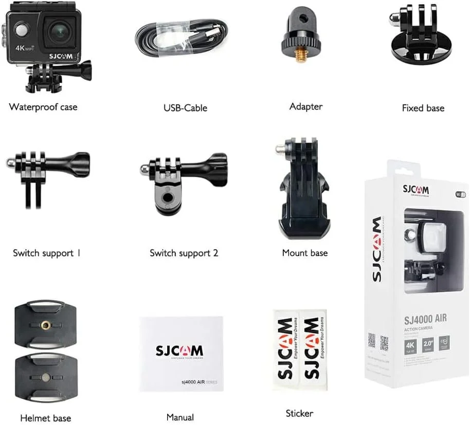 دوربین ورزشی SJCAM SJ4000 Air 4K Full HD WiFi ضد آب تا 30 متر به همراه دوربین فیلمبرداری DV ضد آب 16 مگاپیکسل