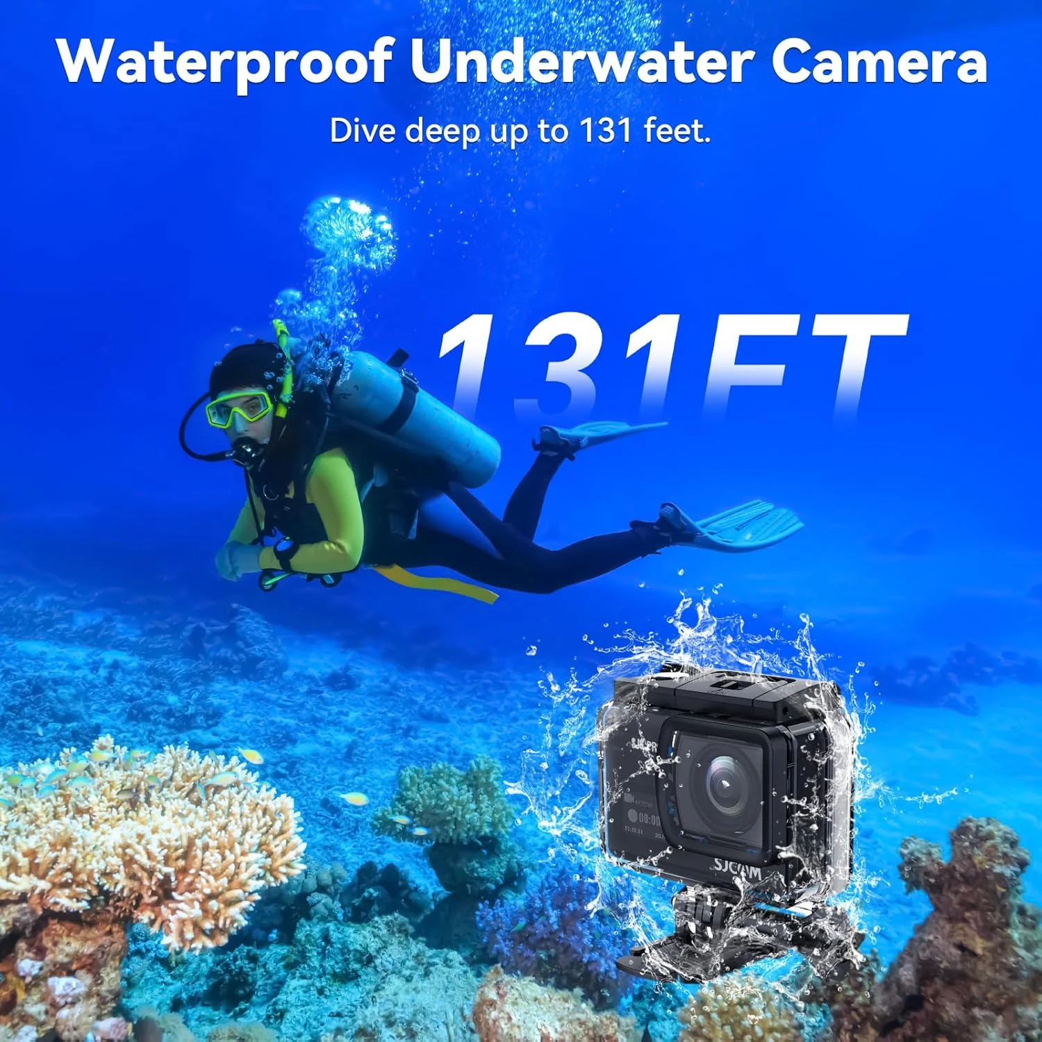 دوربین اکشن SJCAM SJ8PRO 4K60fps با تثبیت کننده، زاویه دید گسترده 170 درجه، دوربین ضد آب 131 فوتی با کنترل از راه دور، زوم آهسته 8X، دوربین ضد آب کلاه ایمنی برای موتور سیکلت/غواصی، صفحه لمسی