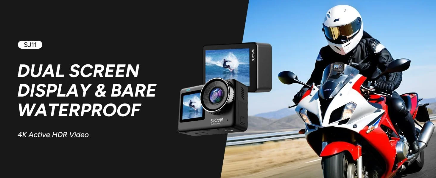 دوربین اکشن ضد آب SJCAM SJ11 Active 4K 30FPS با بدنه ضدآب تا 5 متر، لرزشگیر ژیروسکوپ 6 محوره، صفحه لمسی 2.33 اینچی، وای فای دوگانه 2.4G و 5GHz و پشتیبانی از پخش زنده