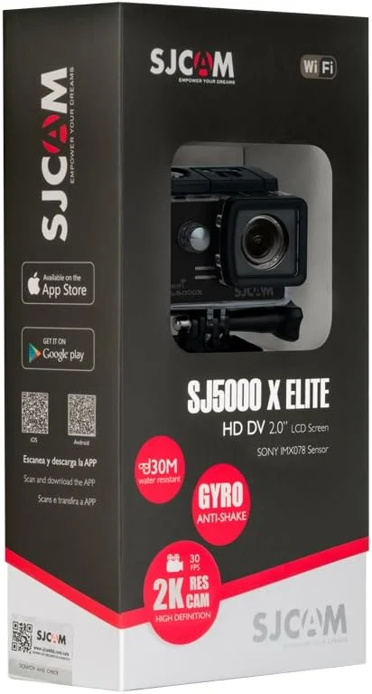 دوربین اکشن SJCAM SJ5000X Elite 12.4MP 4K 24fps Ultra HD ضد آب تا 30 متر، زاویه دید گسترده 170 درجه، دوربین فیلمبرداری ورزشی DV با زوم اپتیکال 4X، مشکی