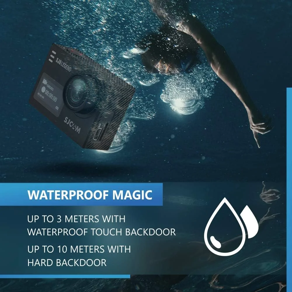 دوربین ورزشی SJCAM SJ6 Legend با صفحه نمایش دوگانه 2 اینچی LCD لمسی 2880x2160 Novatek NT96660 به همراه لوازم جانبی (مشکی)