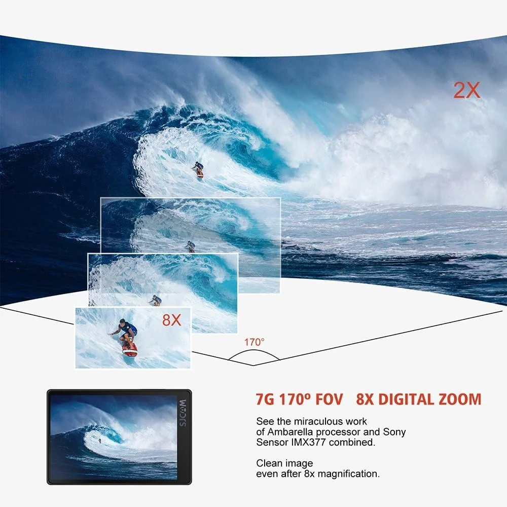 دوربین اکشن SJCAM SJ8 با دو صفحه نمایش 4K30، ضد آب تا عمق 40 متری، صفحه لمسی، کنترل از راه دور، پشتیبانی از میکروفون خارجی