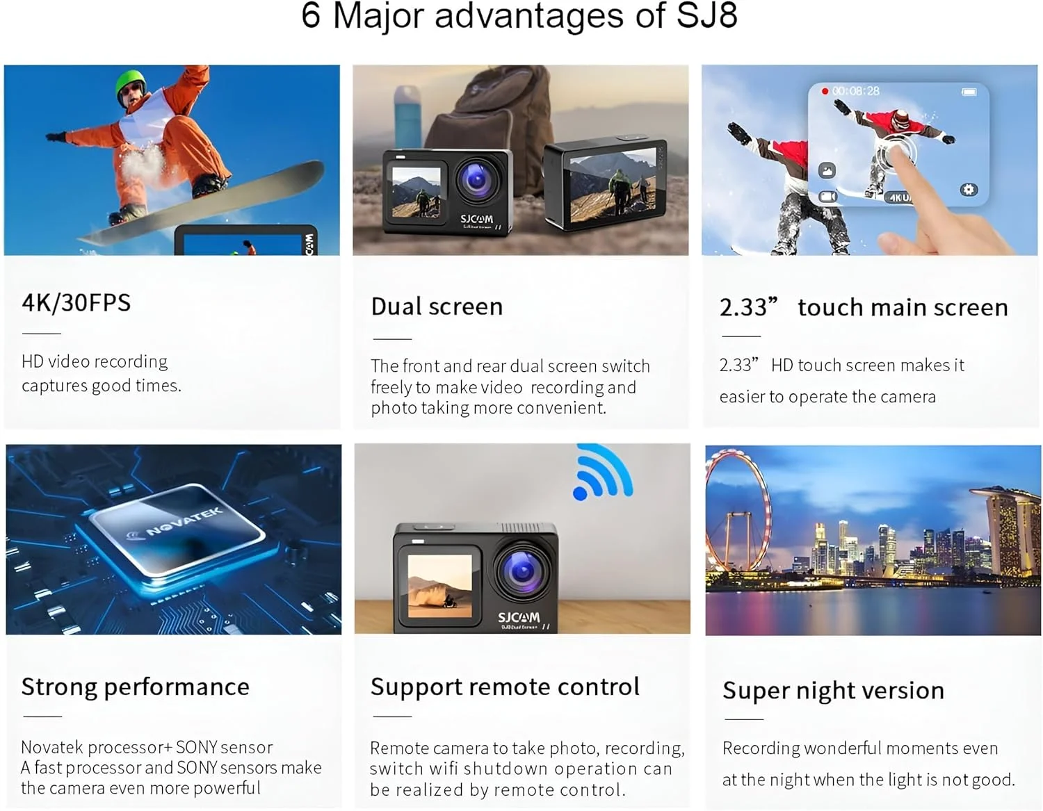کیت دوربین اکشن SJCAM SJ8 با دو صفحه نمایش 4K/30fps | صفحه نمایش لمسی دوگانه 2.33 اینچی 16 مگاپیکسلی، زاویه دید عریض 140 درجه | ضد آب تا 30 متر، دید در شب فوق العاده با میکروفون، 2+1 باتری، شارژر، کارت SD 32 گیگابایتی و کیت لوازم جانبی کیت دوربین اکشن SJCAM SJ8 با دو صفحه نمایش 4K/30fps | صفحه نمایش لمسی دوگانه 2.33 اینچی 16 مگاپیکسلی، زاویه دید عریض 140 درجه | ضد آب تا 30 متر، دید در شب فوق العاده با میکروفون، 2+1 باتری، شارژر، کارت SD 32 گیگابایتی و کیت لوازم جانبی