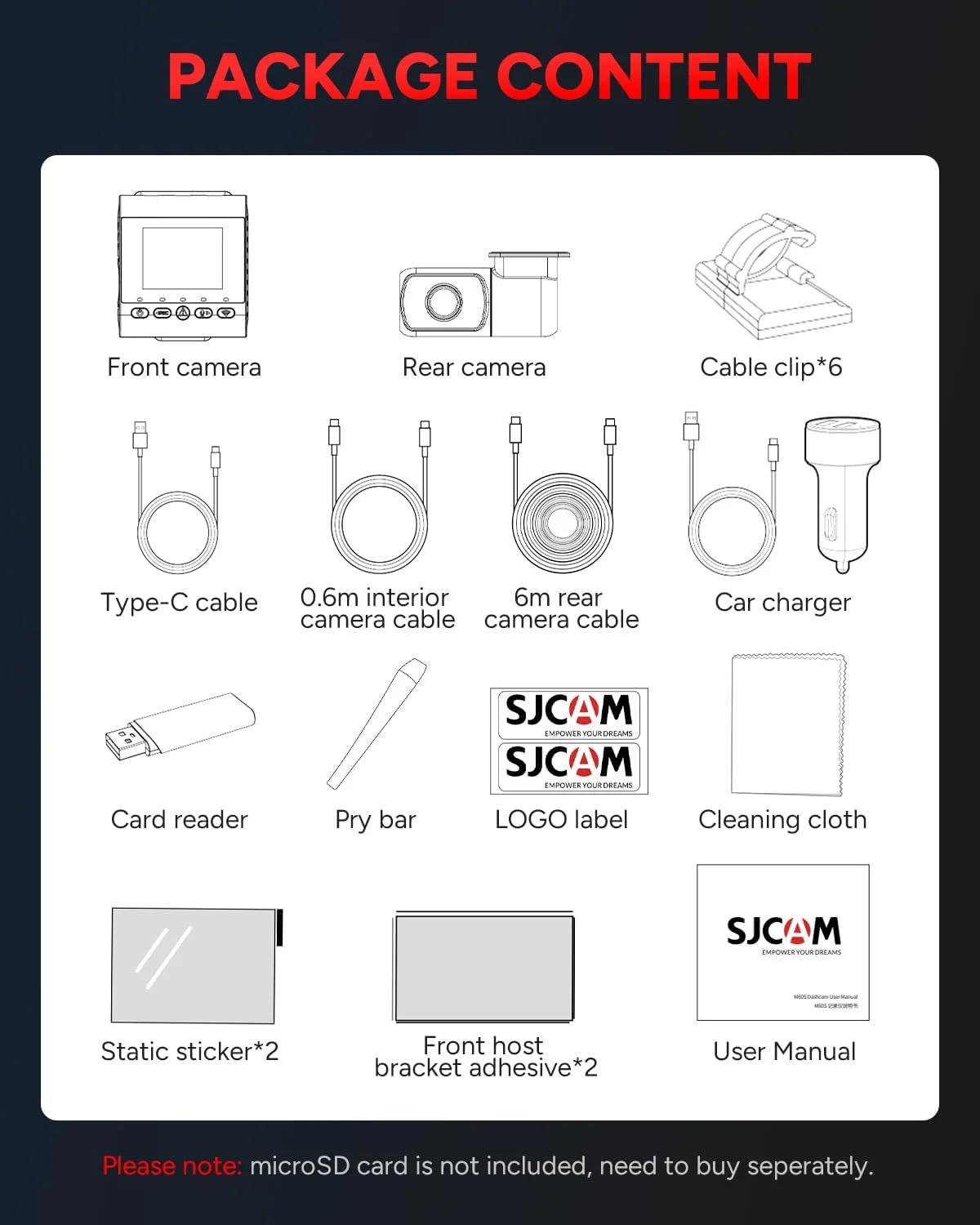 دوربین داشبورد SJCAM M60 4K، مجهز به STARVIS 2 HDR، دید در شب IMX678، دوربین جلو و عقب، GPS/WiFi/G-Sensor داخلی، حالت پارک ضبط 24/7، 2 کاناله دوربین داشبورد SJCAM M60 4K، مجهز به STARVIS 2 HDR، دید در شب IMX678، دوربین جلو و عقب، GPS/WiFi/G-Sensor داخلی، حالت پارک ضبط 24/7، 2 کاناله
