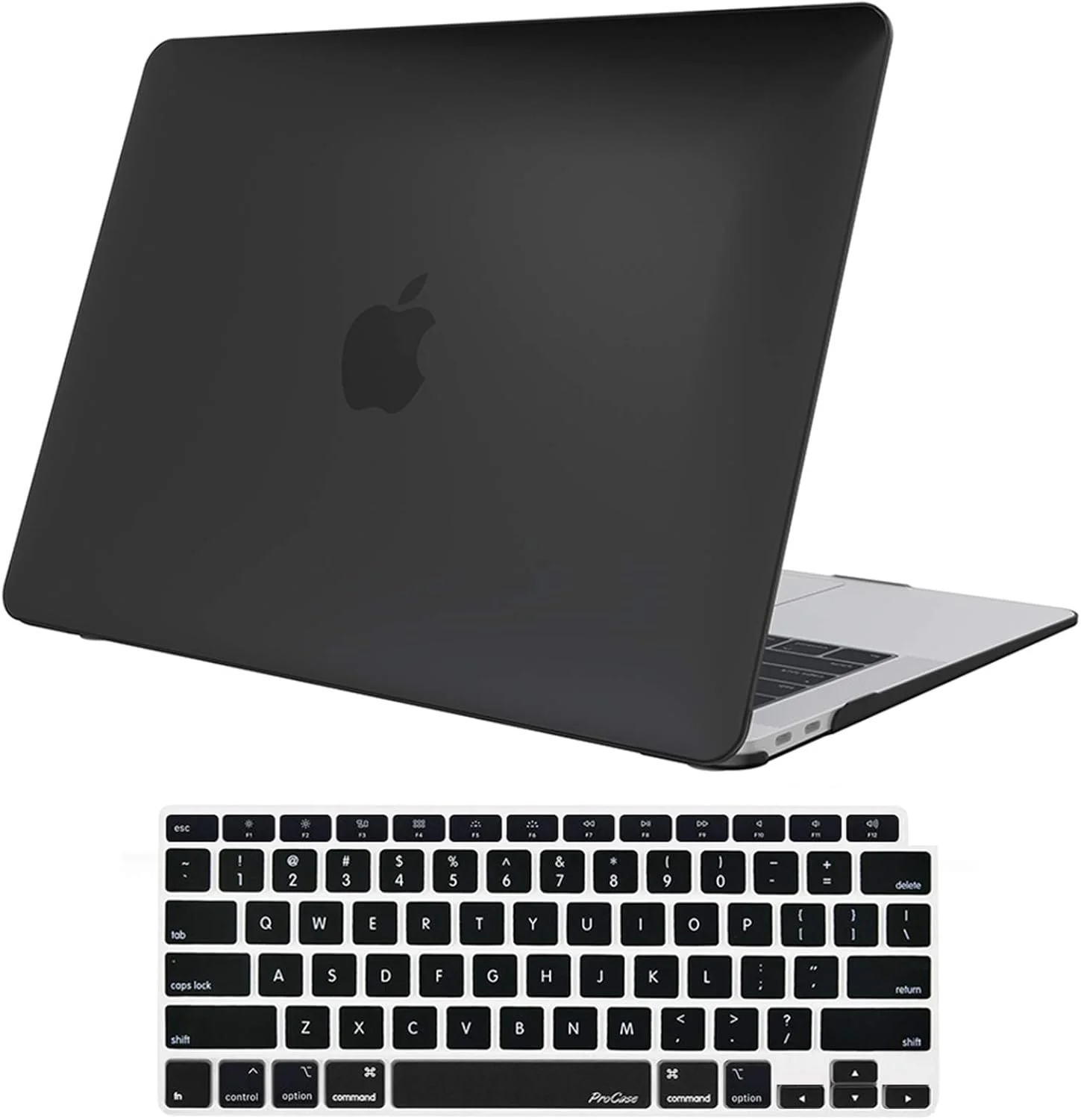 کاور پروکیس MacBook Air 13 اینچ مدل های 2021 2020 2019 2018 A2337 M1 A2179 A1932، کاور هارد شل برای MacBook Air 13 اینچی مدل A2237 A2179 A1932 به همراه روکش کیبورد - مشکی