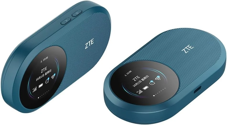 روتر وای فای همراه بی سیم ZTE مدل U10S Pro، وای فای 6 تا 287 مگابیت در ثانیه، روتر وای فای جیبی 4G LTE آنلاک با اسلات سیم کارت و پورت Type C - آبی