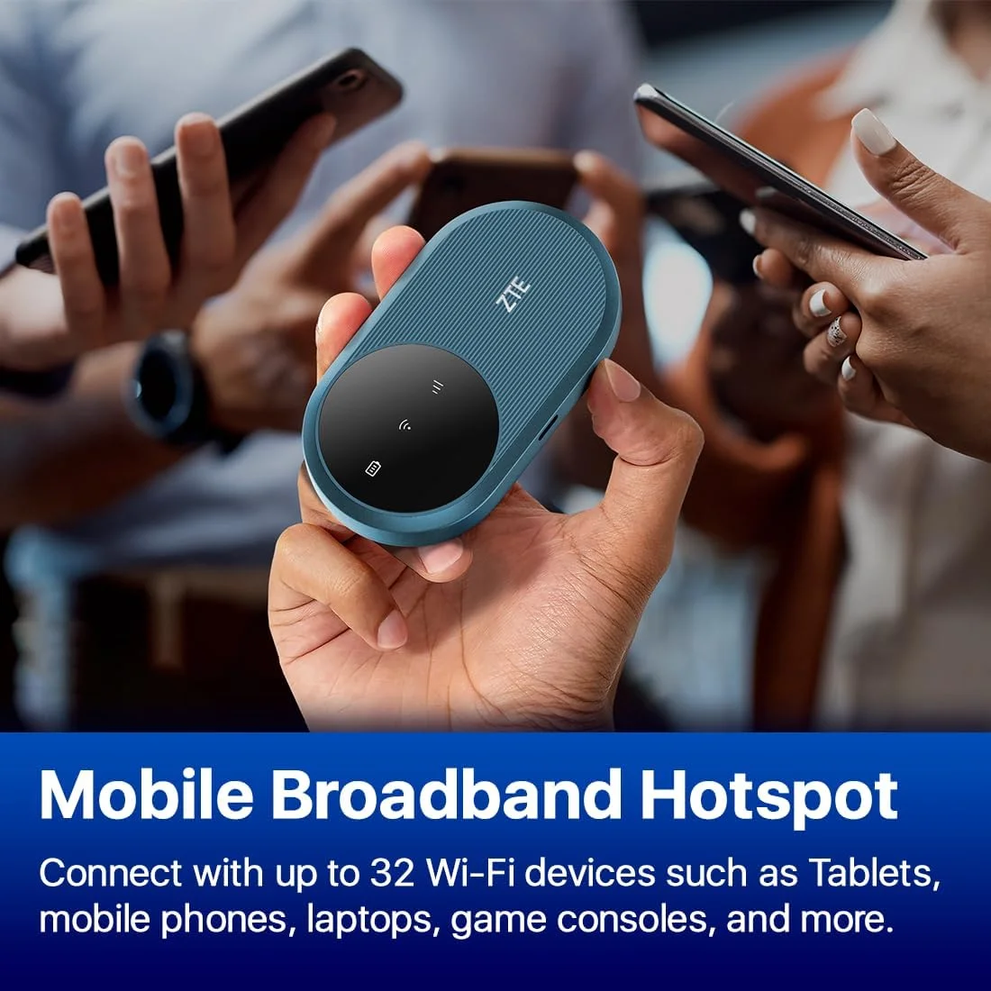 مودم همراه 4G+LTE ZTE U10S Pro آبی، وای فای 6، آنلاک شده، روتر مسافرتی قابل حمل مقرون به صرفه، اتصال 32 دستگاه، 3000 میلی آمپر ساعت، 10 ساعت عمر باتری، قابل استفاده در تمام شبکه های جهانی