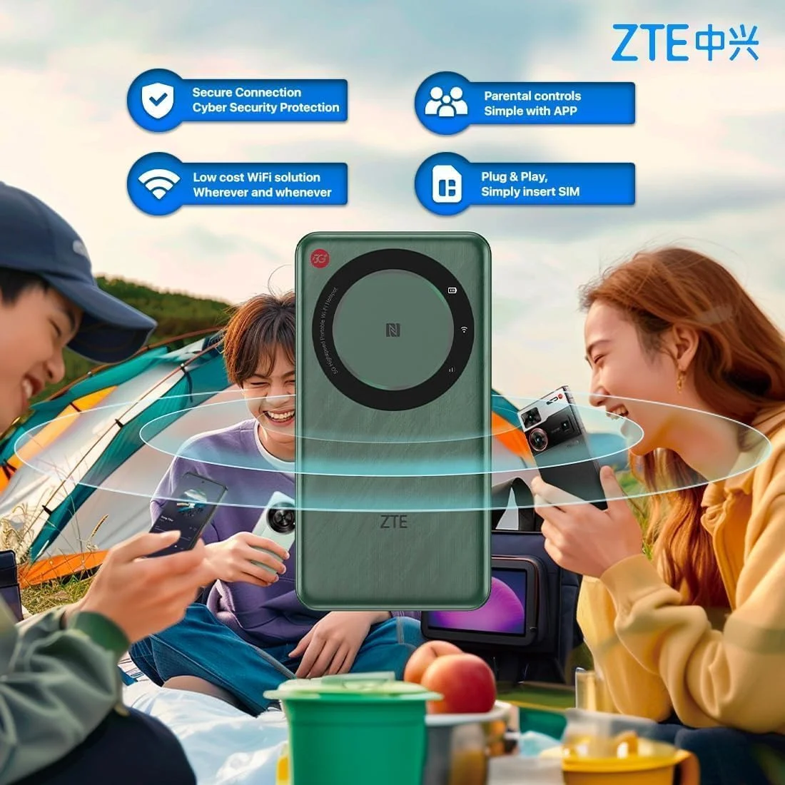 مودم روتر وای فای جیبی 5G ZTE U30 Air نسخه گلوبال - سبز