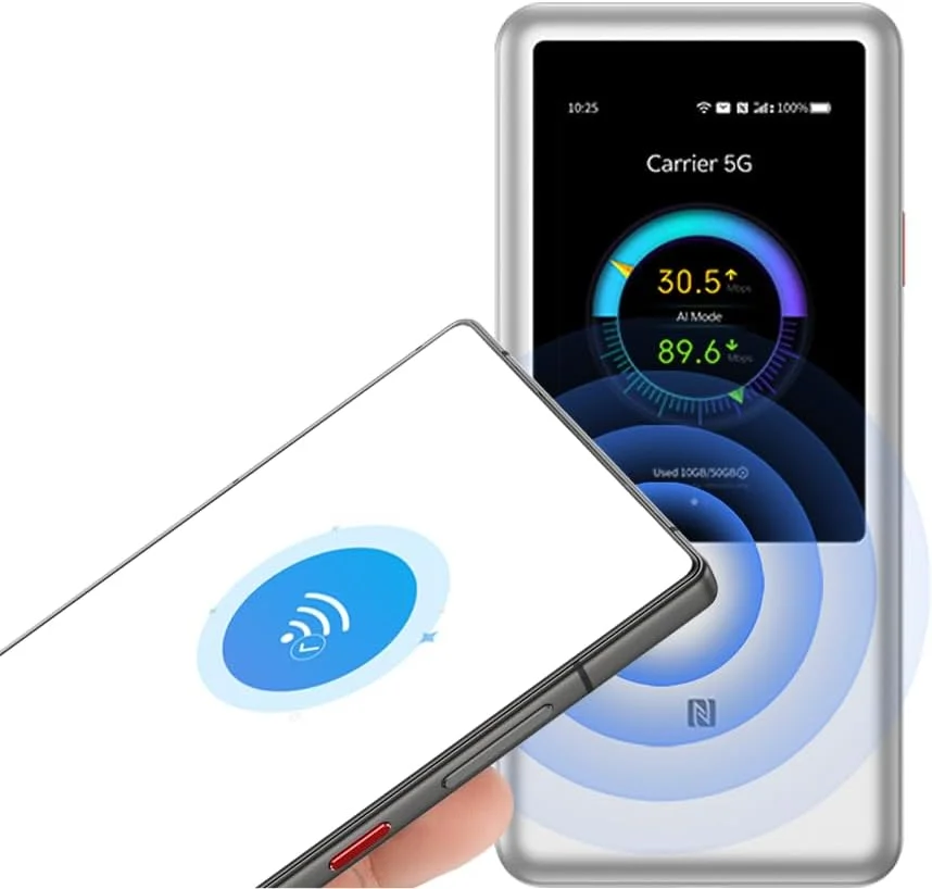 مودم همراه 5G زد تی ای U60 Pro، وای فای 7، سرعت دانلود 4.29 گیگابیت بر ثانیه، اسنپدراگون X75، باتری 10000 میلی آمپر ساعت، پشتیبانی از 64 دستگاه، صفحه نمایش لمسی 3.5 اینچی، NFC، مجهز به هوش مصنوعی