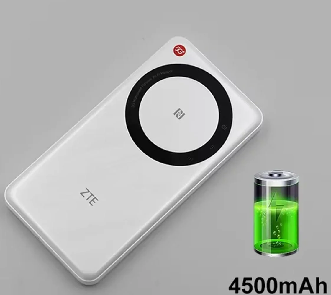 روتر وای فای قابل حمل 5G ZTE مدل U30 Air، شبکه دوگانه هوشمند تا 650 مگابیت بر ثانیه، اتصال NFC با یک لمس، باتری بزرگ 4500 میلی آمپر ساعتی، نسخه جهانی آنلاک شده - سفید