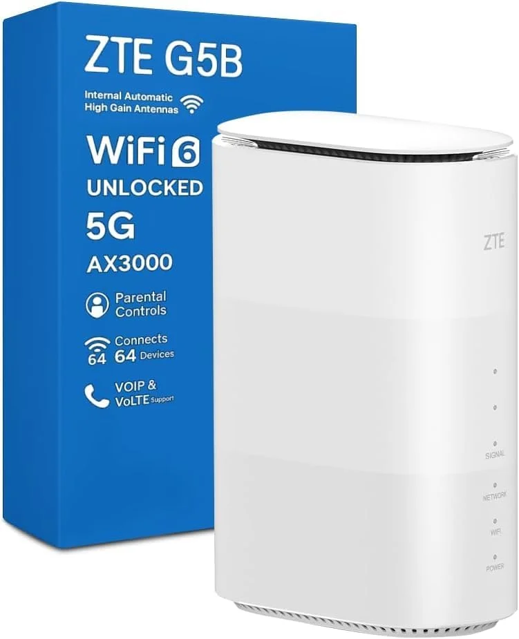 مودم روتر بی سیم 5G AX3000 WiFi6 زد تی ای G5B - آنلاک شده، طراحی ممتاز با مصرف انرژی پایین، بدون نیاز به پیکربندی، کنترل والدین، مدیریت آسان مودم روتر بی سیم 5G AX3000 WiFi6 زد تی ای G5B - آنلاک شده، طراحی ممتاز با مصرف انرژی پایین، بدون نیاز به پیکربندی، کنترل والدین، مدیریت آسان