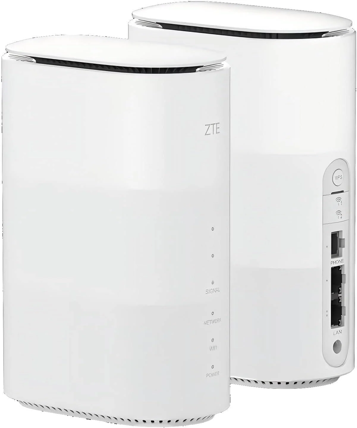 مودم روتر 5G ZTE مدل MC801A، وای فای 6 سریع تا 3.8 گیگابیت بر ثانیه، 2 پورت RJ45 گیگابیتی، 1 پورت RJ11، نانو سیم کارت، 2 پورت TS9 برای آنتن خارجی - سفید