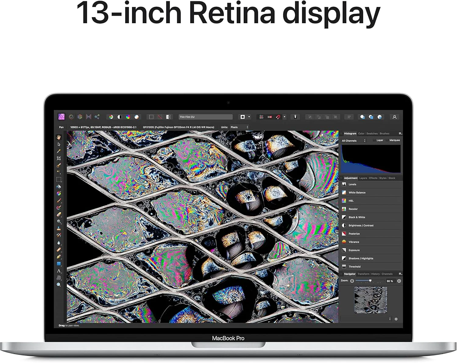 لپ تاپ MacBook Pro 2022 اپل (بازسازی شده) با تراشه M2: صفحه نمایش رتینا 13 اینچی، 8 گیگابایت رم، 512 گیگابایت حافظه SSD، دوربین FaceTime HD. سازگار با آیفون و آیپد; نقره ای; انگلیسی