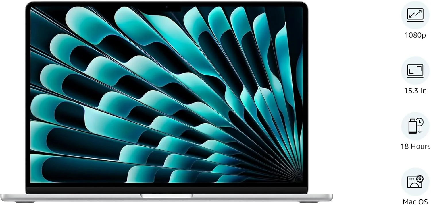 لپ تاپ اپل (بازسازی شده) MacBook Air 2023 با تراشه M2: صفحه نمایش Liquid Retina 15.3 اینچی، 8 گیگابایت رم، 256 گیگابایت حافظه SSD، Touch ID. سازگار با آیفون/آیپد؛ نقره ای؛ عربی/انگلیسی لپ تاپ اپل (بازسازی شده) MacBook Air 2023 با تراشه M2: صفحه نمایش Liquid Retina 15.3 اینچی، 8 گیگابایت رم، 256 گیگابایت حافظه SSD، Touch ID. سازگار با آیفون/آیپد؛ نقره ای؛ عربی/انگلیسی