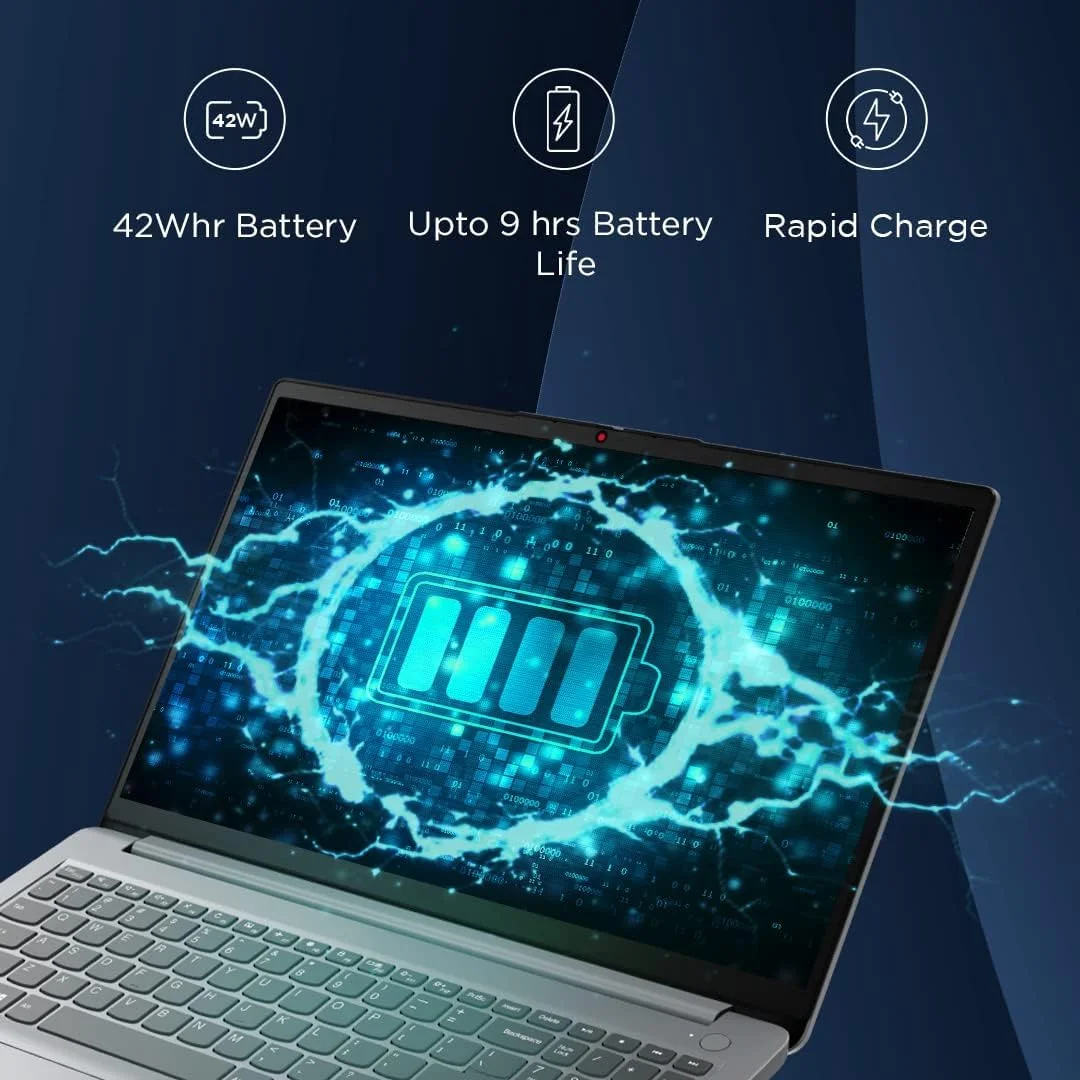 لپ تاپ لنوو IdeaPad 1 15AMN7، صفحه نمایش 15.6 اینچی FHD، پردازنده AMD Ryzen 5 7520U، رم 8 گیگابایتی، SSD 512 گیگابایتی، گرافیک AMD Radeon 610M، صفحه کلید انگلیسی، ویندوز 11، خاکستری ابری