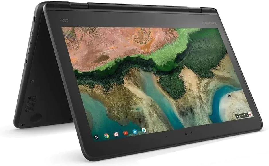 لپ تاپ لمسی 2 در 1 لنوو 300e Chromebook نسل دوم، 11.6 اینچ، AMD A4-9th 2.5GHz، رم 4 گیگابایت، SSD 32 گیگابایت، Chrome OS (بازسازی شده)