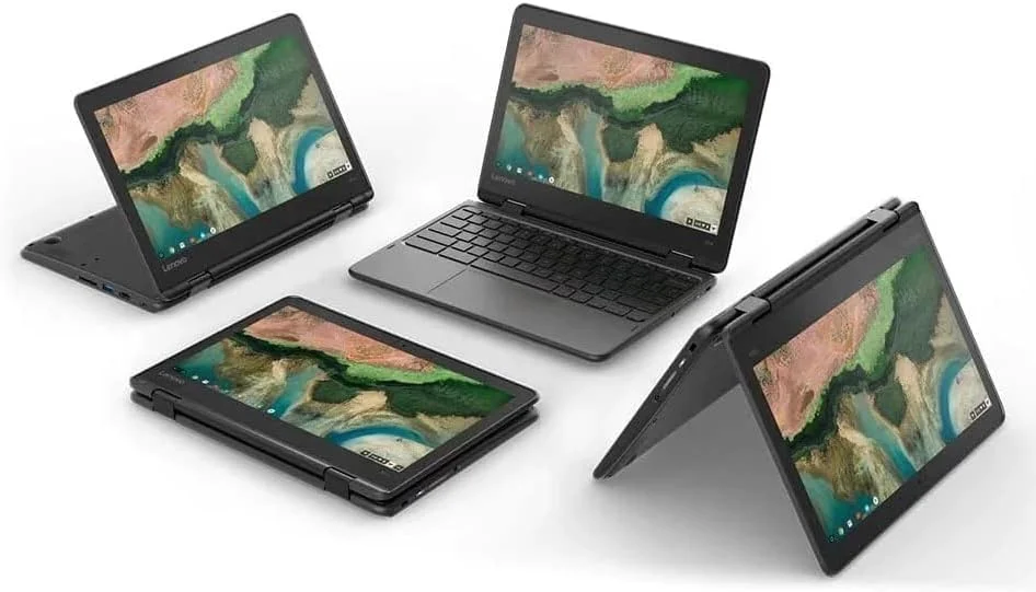 لپ تاپ لمسی 2 در 1 لنوو 300e Chromebook نسل دوم، 11.6 اینچ، AMD A4-9th 2.5GHz، رم 4 گیگابایت، SSD 32 گیگابایت، Chrome OS (بازسازی شده)