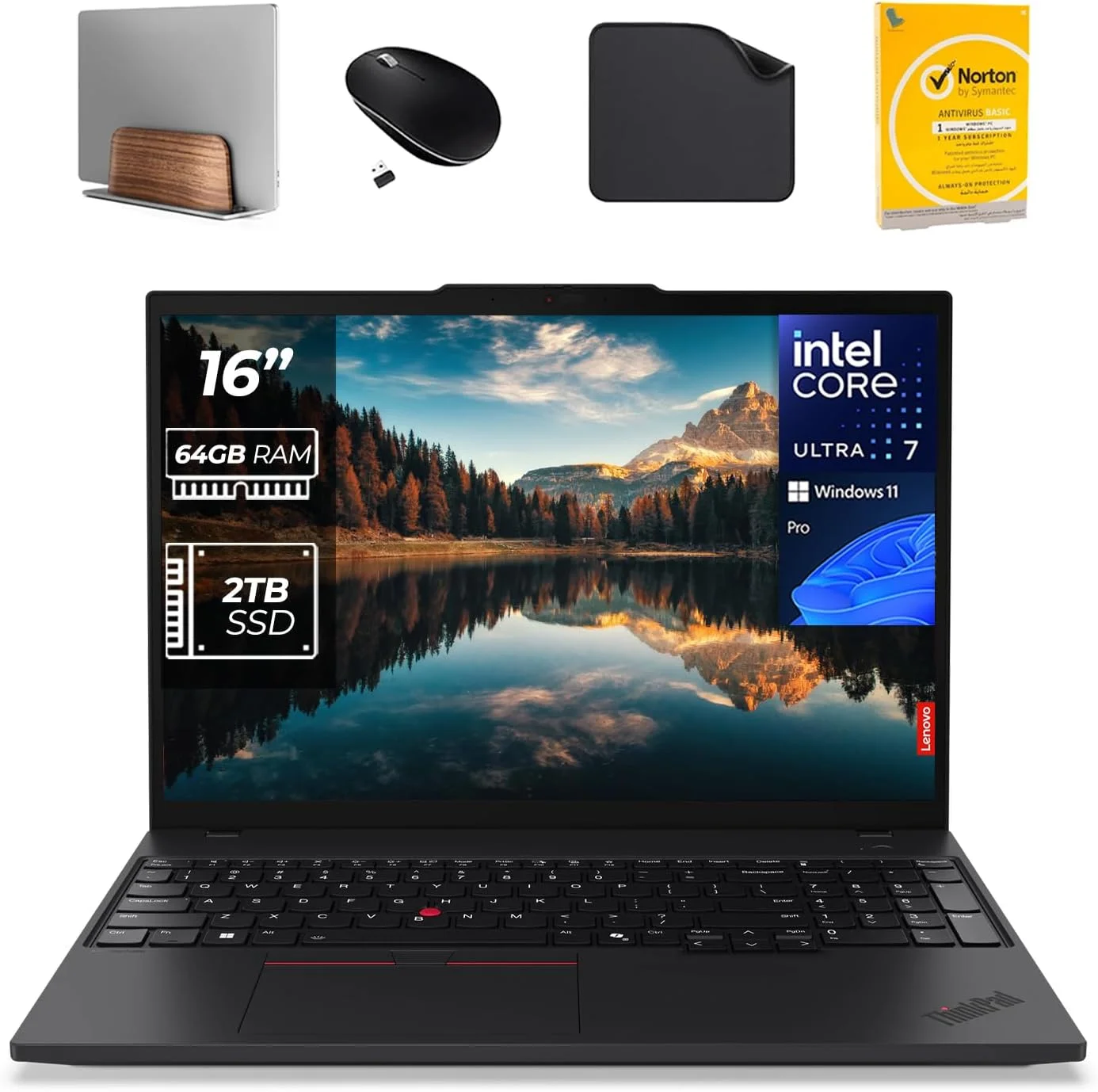 لپ تاپ تجاری هوش مصنوعی Lenovo ThinkPad T16 Gen 3 – Intel U7-155U، کیبورد با نور پس زمینه، کارت هوشمند و اثر انگشت خوان، Win11 Pro (شامل پایه لپ تاپ موج اول + ماوس + آنتی ویروس + پد ماوس) (64 گیگابایت رم | 2 ترابایت SSD)