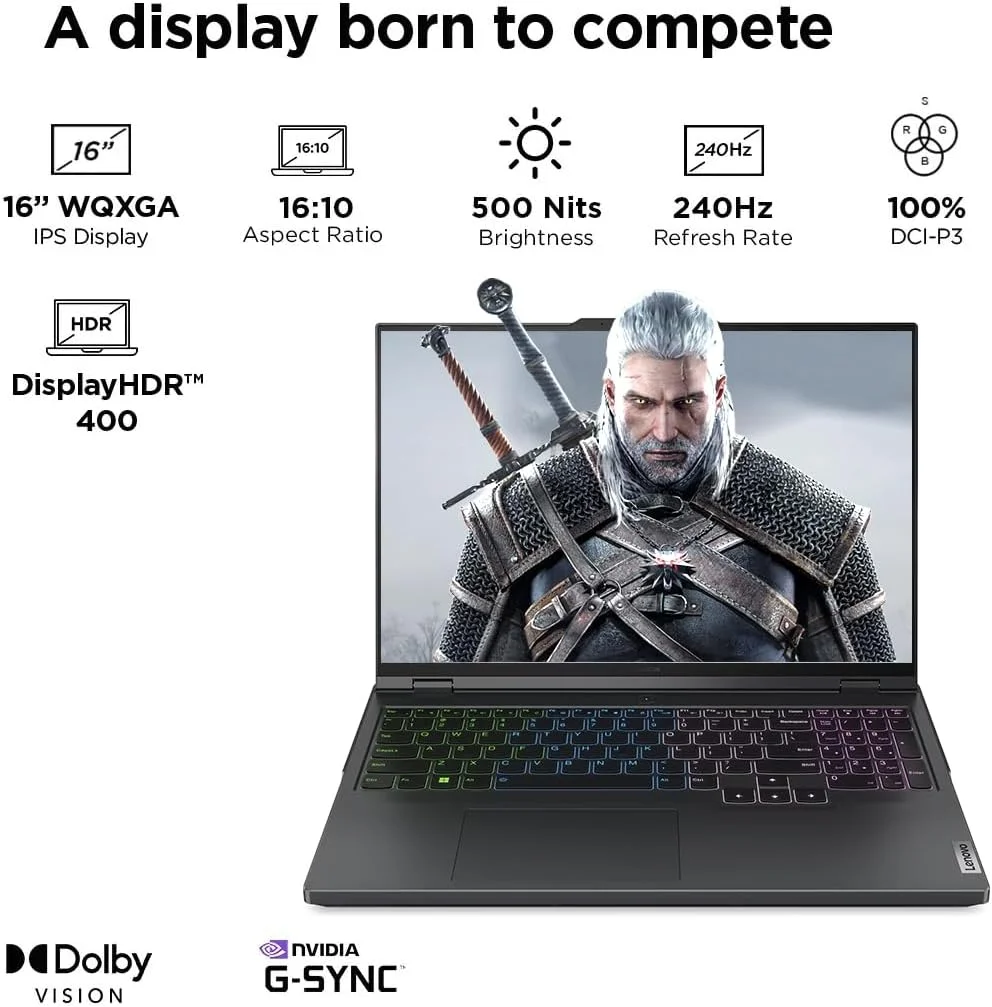 لپ تاپ گیمینگ 16 اینچی لنوو Legion Pro 5 | تراشه هوش مصنوعی | پردازنده نسل 14th i7-14650HX | رم 16 گیگابایتی، SSD 1 ترابایتی | گرافیک NVIDIA RTX 4060 8GB | نمایشگر WQXGA با ویندوز 11 هوم | خاکستری اونیکس - (ارتقا یافته)