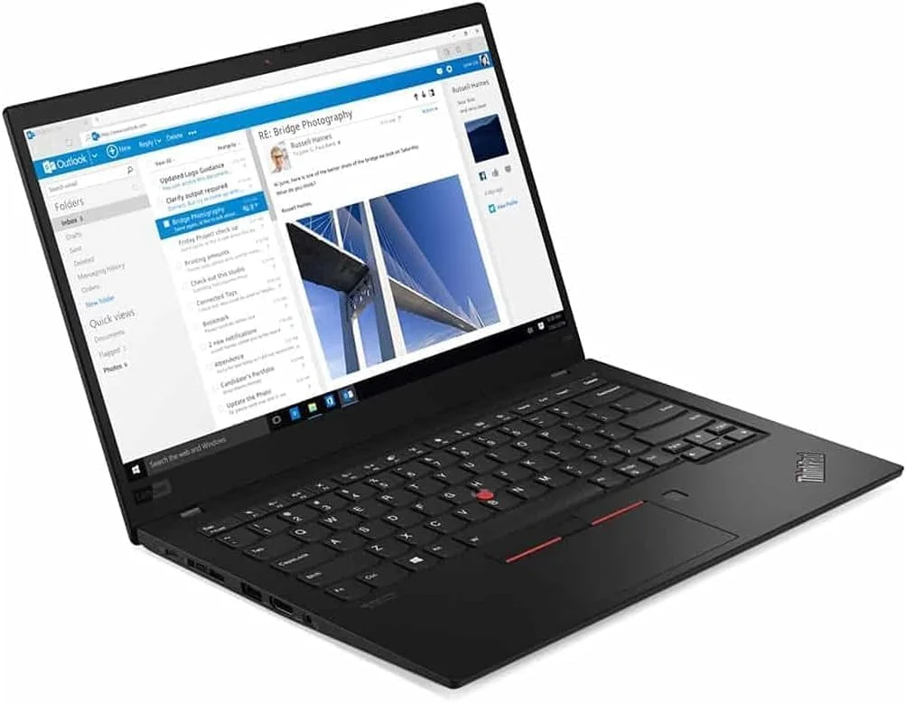 لپ تاپ فوق سبک لنوو ThinkPad X1 Carbon (بازسازی شده)، پردازنده Intel Core i7-8550U، رم 16 گیگابایتی DDR4 داخلی، هارد 512 گیگابایتی SSD M.2، صفحه نمایش 14 اینچی، ویندوز 10 پرو