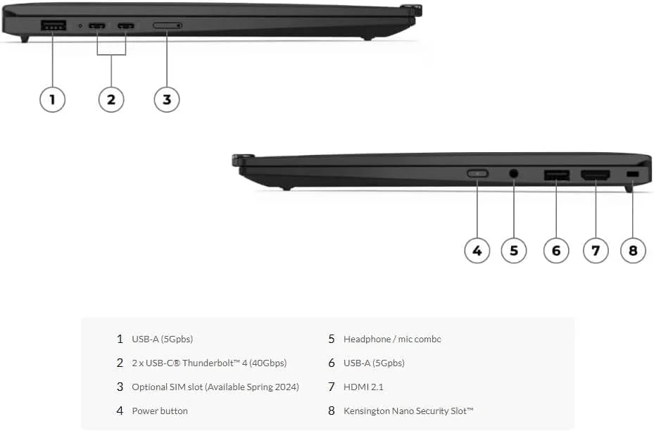 لپ تاپ لنوو Gen 12 ThinkPad X1 Carbon 21KC004AUS با پردازنده Intel Ultra 7 165U vPro، صفحه نمایش لمسی 14 اینچی WUXGA، رم 32 گیگابایتی، SSD 1 ترابایتی، دوربین FHD+ IR+ RGB و Windows 11 Pro