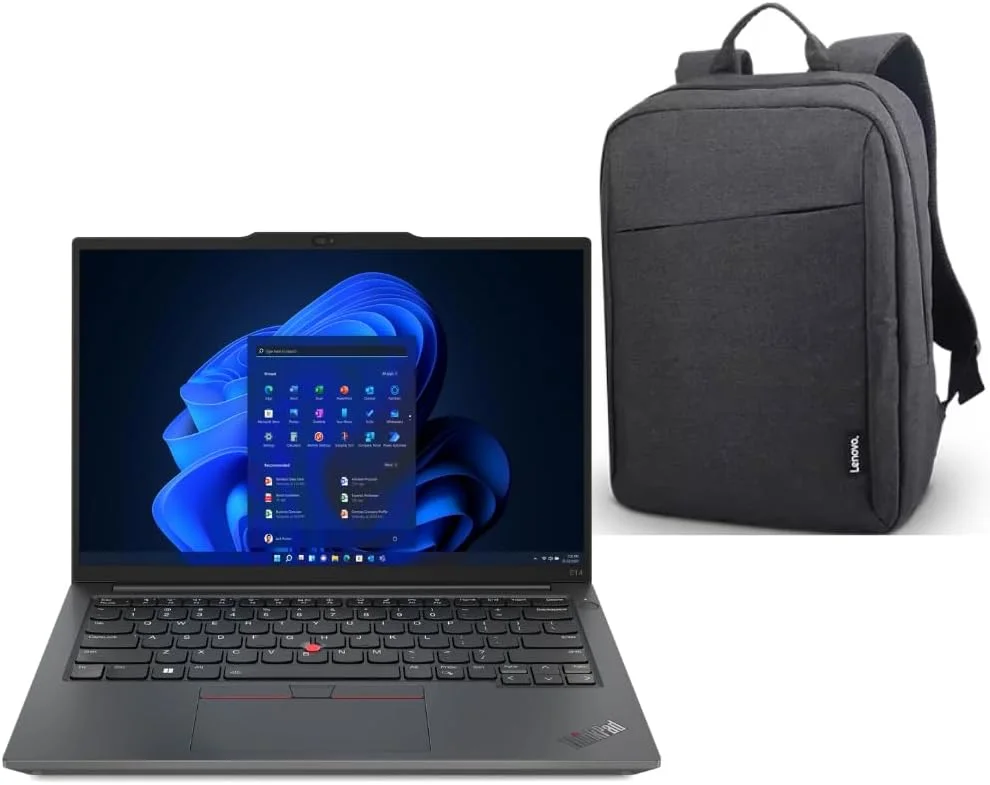 لپ تاپ تجاری 14 اینچی Lenovo ThinkPad E14 Gen 5، نسل سیزدهم پردازنده Intel Core i7-1355U، رم 16 گیگابایتی، حافظه SSD 512 گیگابایتی، صفحه نمایش Full HD، ویندوز 11 پرو - 1 سال گارانتی + کوله پشتی رایگان Lenovo Black B210