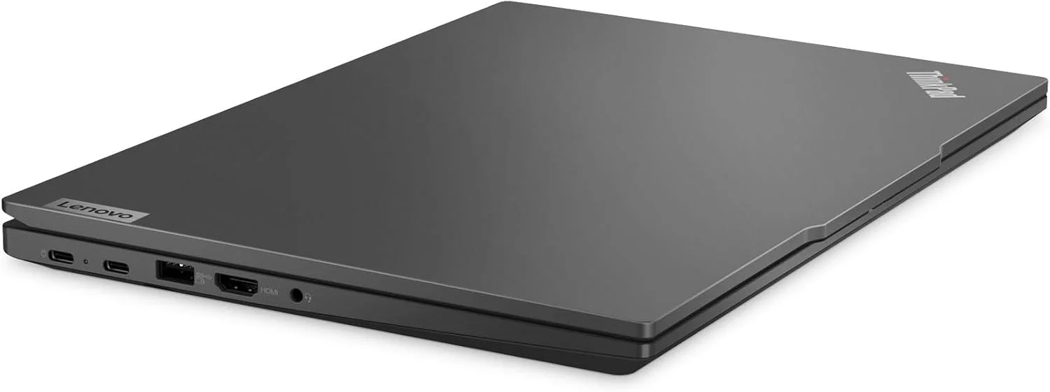 لپ تاپ تجاری لنوو ThinkPad E14 Gen 5، صفحه نمایش 14 اینچی WUXGA IPS، پردازنده AMD Ryzen 5 7430U، رم 16 گیگابایتی DDR4، حافظه SSD 512 گیگابایتی، گرافیک AMD Radeon، کیبورد انگلیسی با نور پس زمینه، مشکی گرافیتی