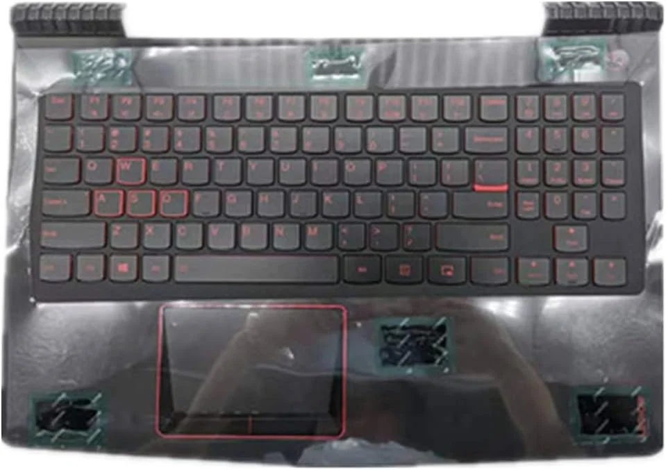 کیبورد لپ تاپ fqparts، قاب بالایی C Shell و تاچ پد برای لنوو Legion Y520-15IKBN، Legion Y720-15IKB R720-15IKBN R720-15IKBM، مشکی و قرمز، نسخه آمریکایی با نور پس زمینه